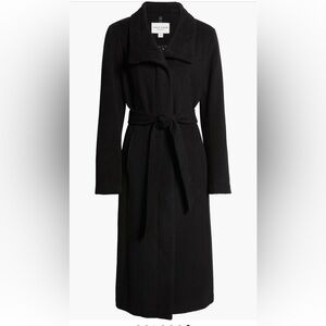 NWT Cole Haan Signature Slick Belted Long Coat Wool Blend Zip Snap Size 4